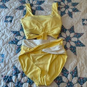 Calia Yellow and White Swimwear Set